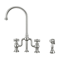 Whitehaus Bridge Faucet W/ Gooseneck Swivel Spout, Cross Handles And Brass Side S WHTTSCR3-9773-NT-C